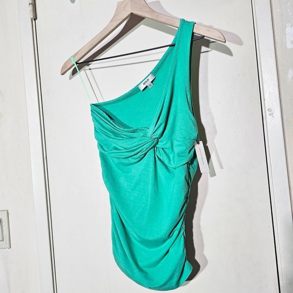 🏷️NWT Agolde Domino One-Shoulder Top In Cactus Green - Small - Picture 7 of 13